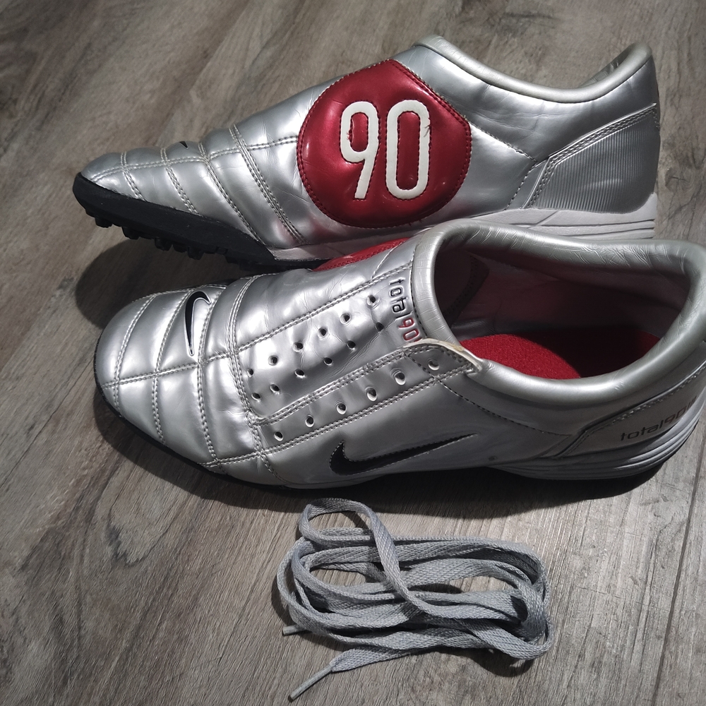 Nike Silver and Red Men's Soccer Shoes